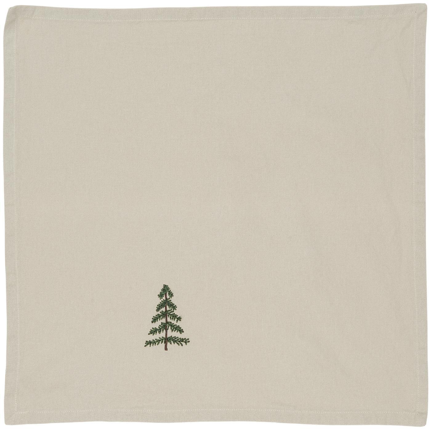 2 Stoffservietten Tradition m/Tannenbaum leinenfarbig