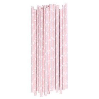 Papier-Strohhalme "rosa mit weißen Sternen"