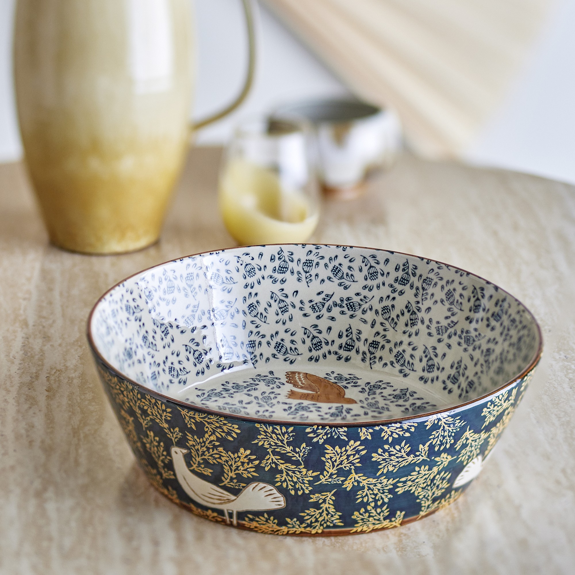 Hezha Schale, blau, Steingut, Bloomingville