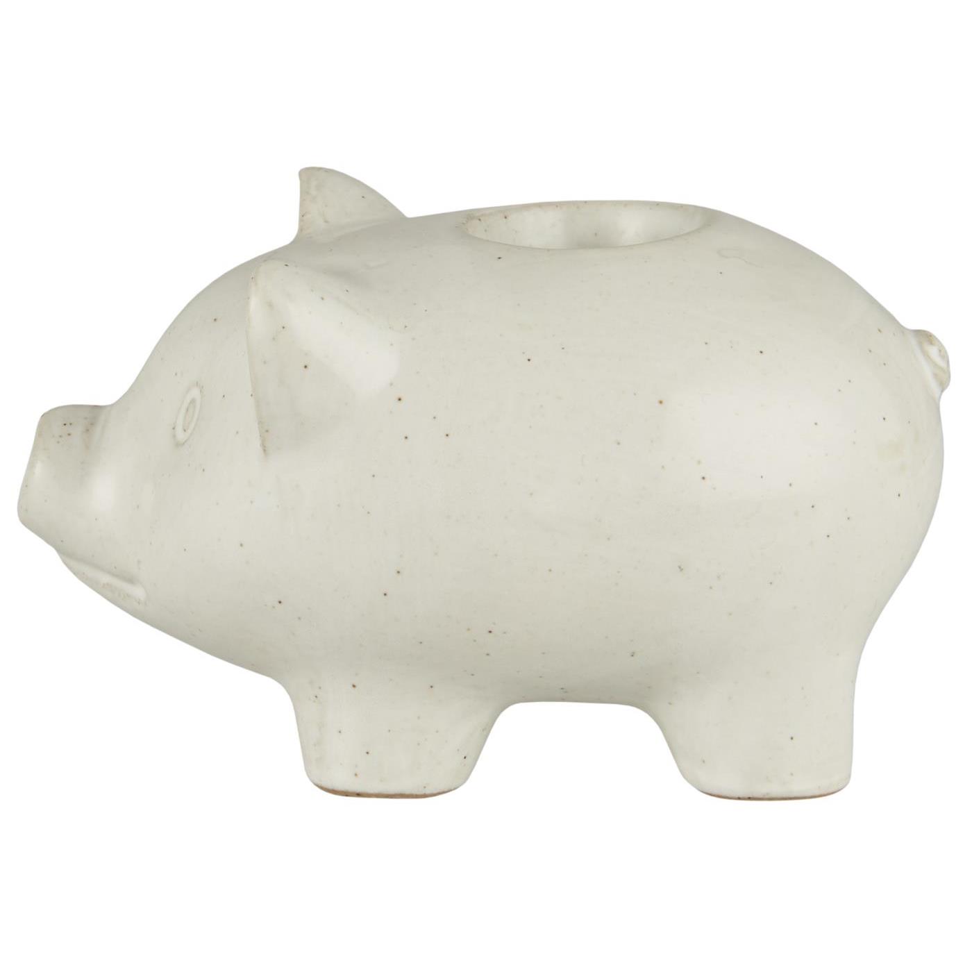 Kerzenhalter Schwein, Steingut Kerzenhalter Schwein, Steingut