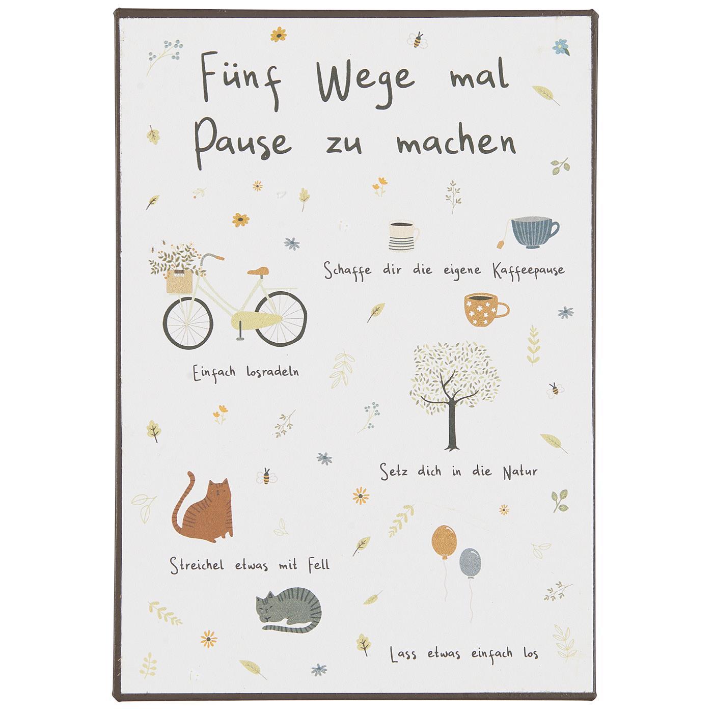 Metallschild Fünf Wege mal Pause zu machen Metallschild Fünf Wege mal Pause zu machen