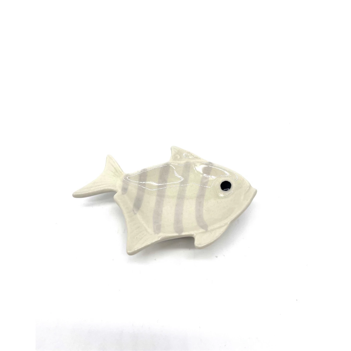 Mini Fisch Tellerchen rechts weiß mit zart lila Streifen Mini Fisch Tellerchen rechts weiß mit zart lila Streifen