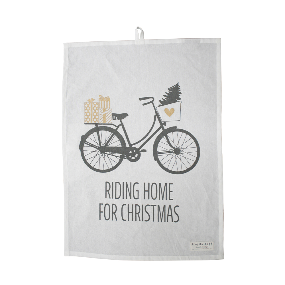 Geschirrtuch Riding home for Christmas white