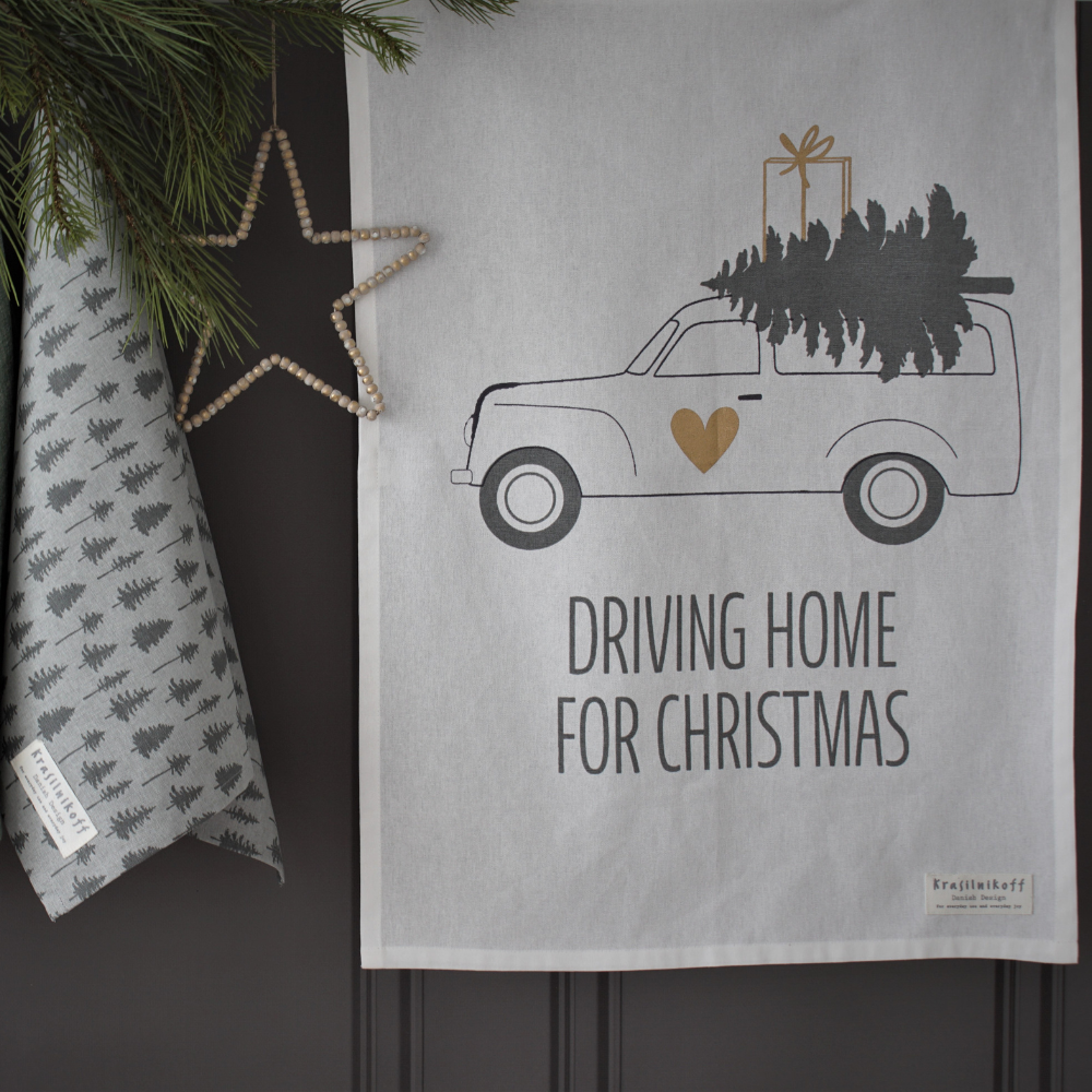 Geschirrtuch Driving home for christmas white  Kombi