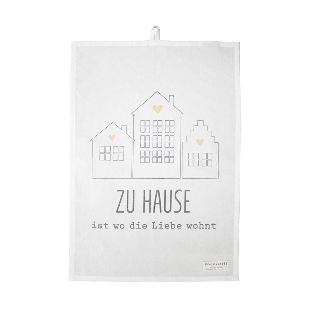 Geschirrtuch Zuhause ist wo die Liebe wohnt white