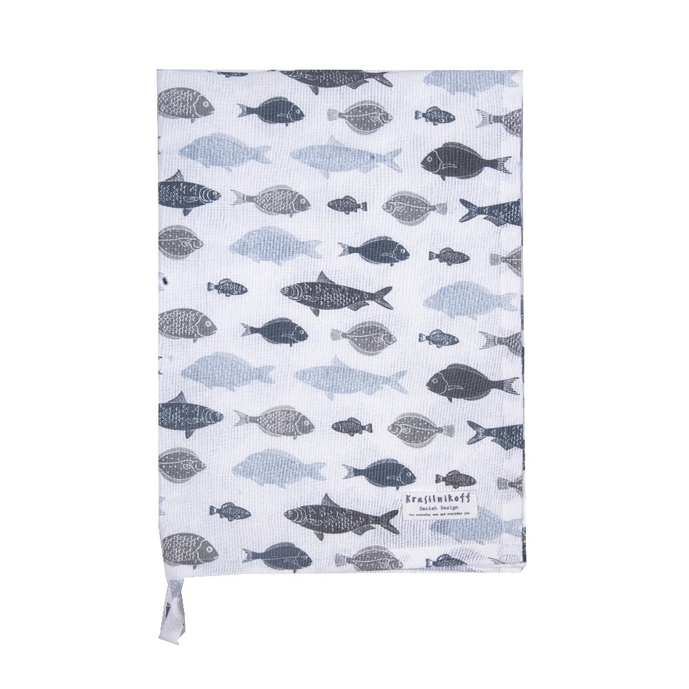 Geschirrtuch Fische grau