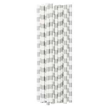 paperstraw-silver-stripe Papier-Strohhalme "silber weiß gestreift"