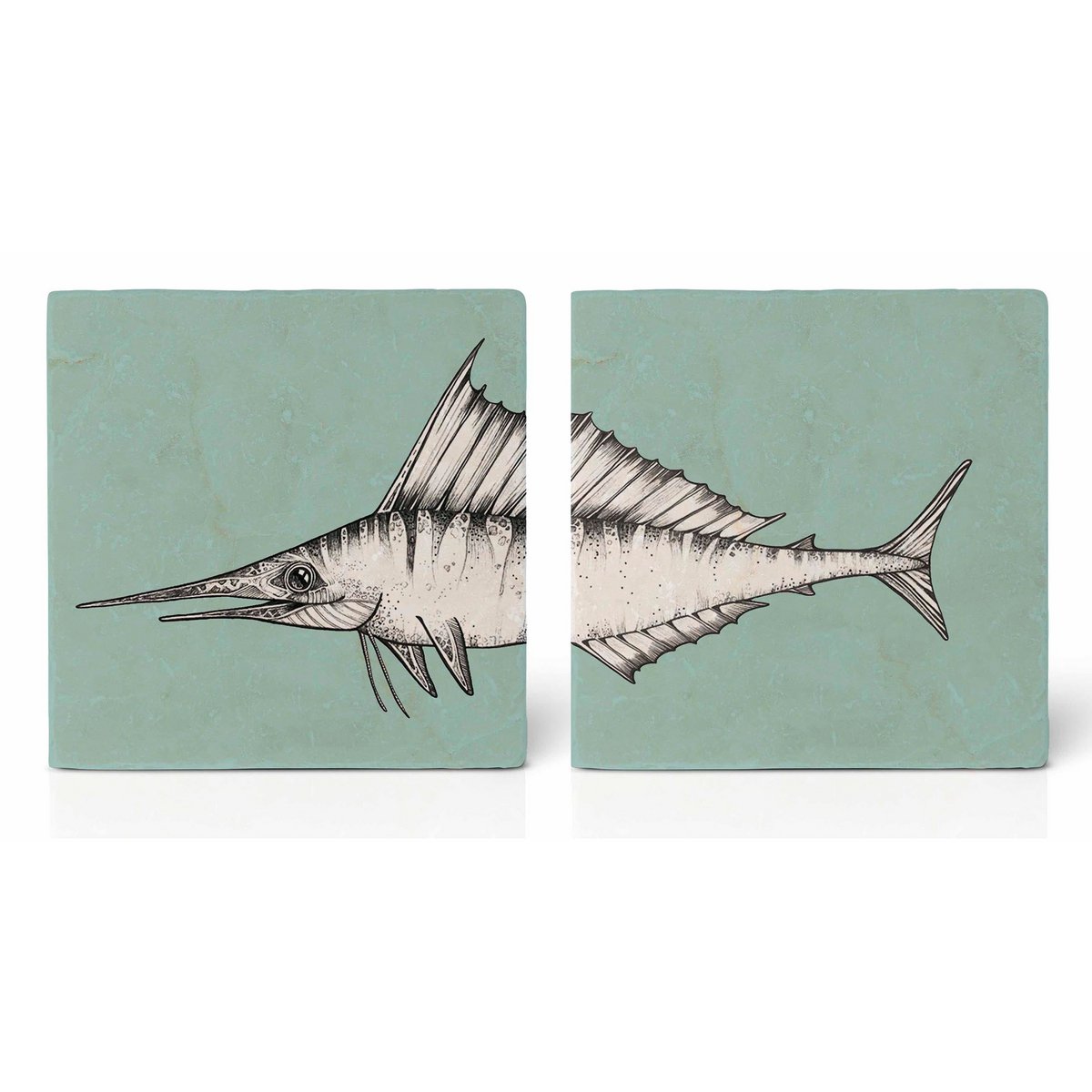 Fliesenuntersetzer – 2er-Set – Schwertfisch Fliesenuntersetzer – 2er-Set – Schwertfisch