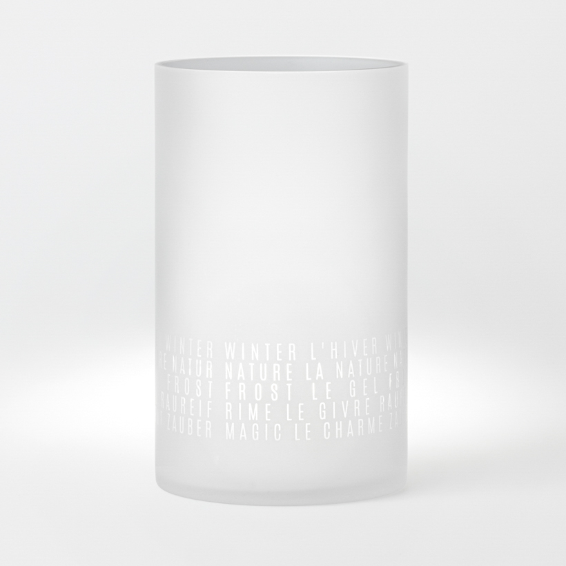 Winterzauber Windlicht dreisprachig, Räder Winterzauber Windlicht dreisprachig, Räder