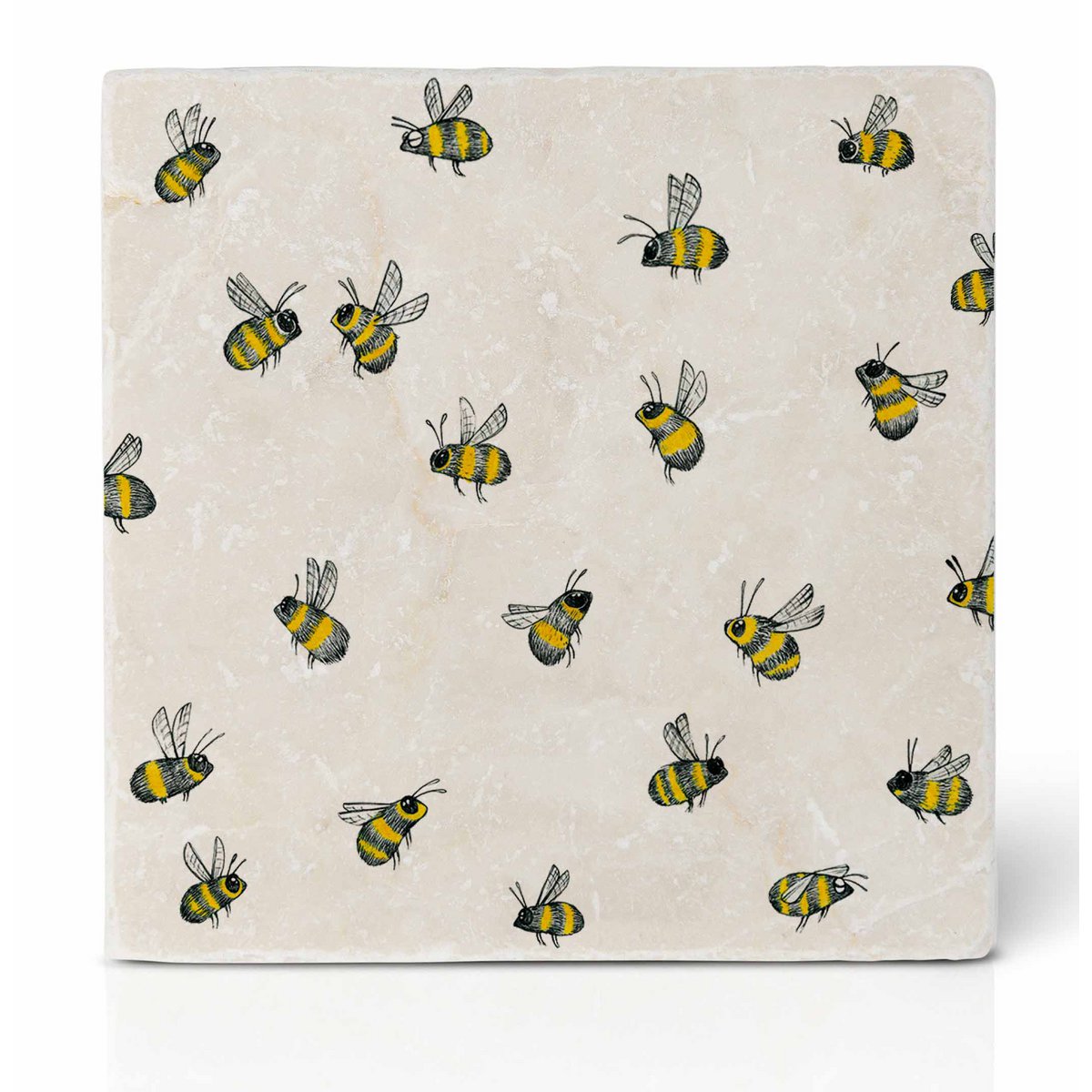 Fliesenuntersetzer – 3er-Set – Bienen und Blümchen
