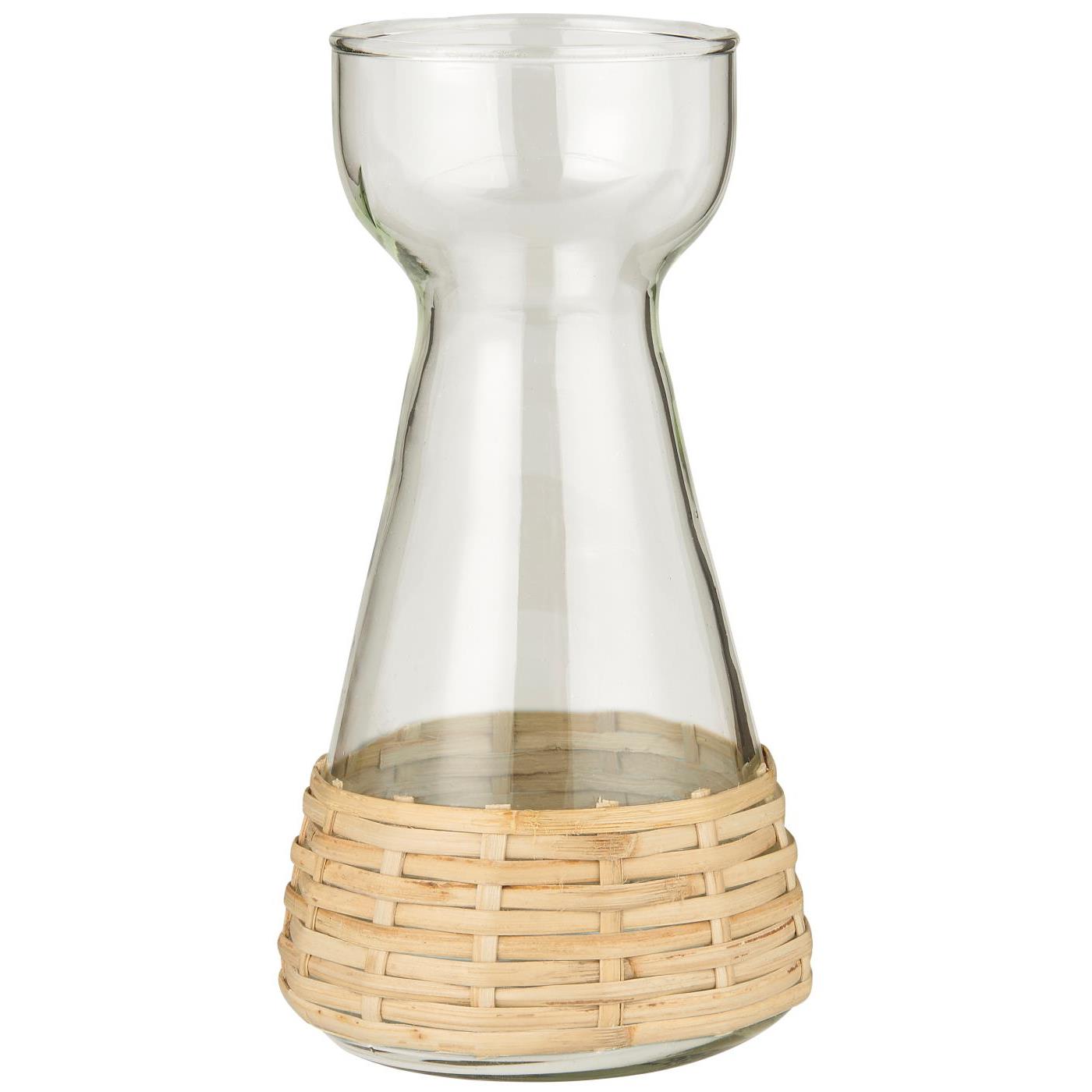 Hyazinthenvase mundgeblasen m/Rattangeflecht