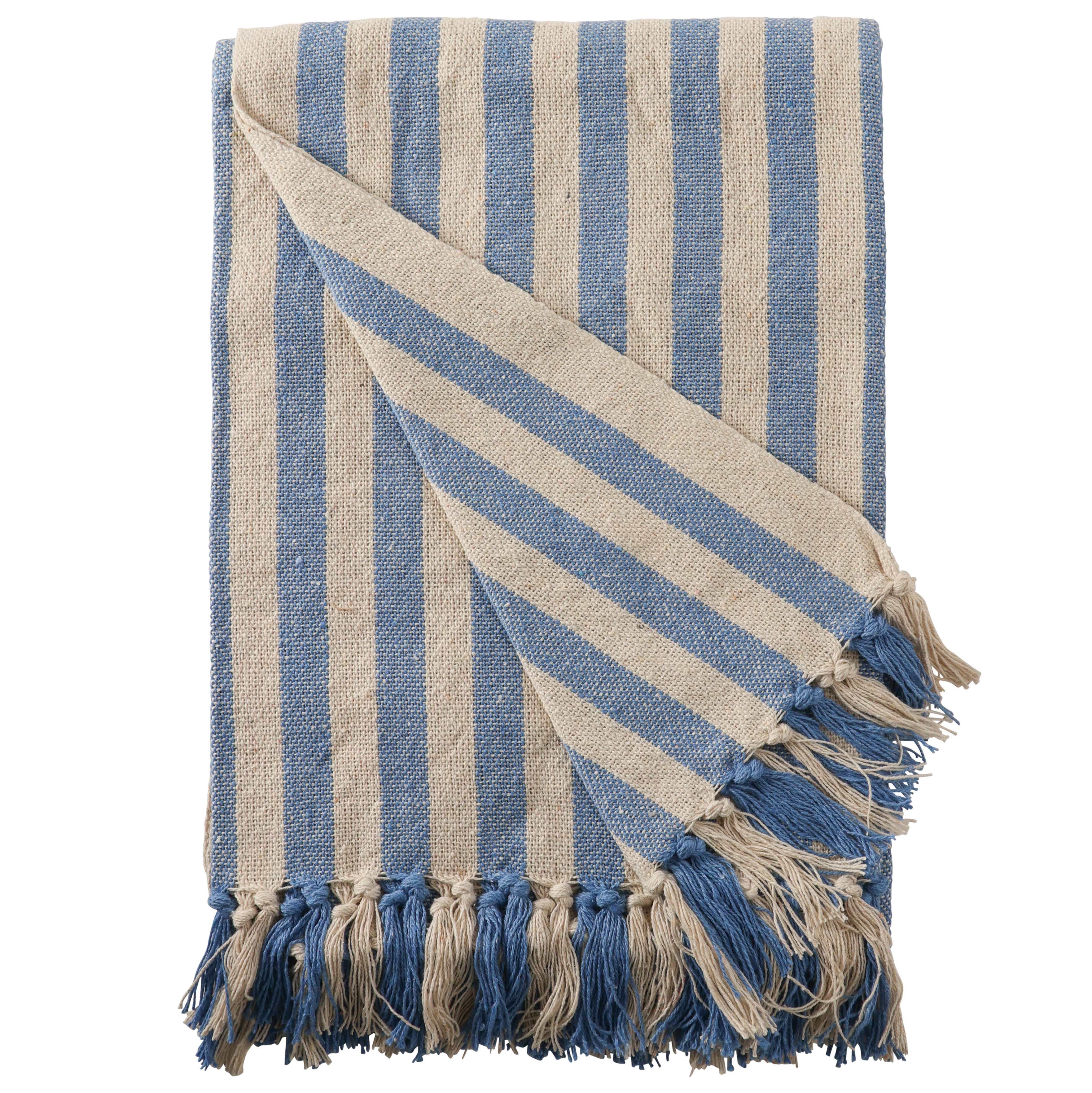 Plaid gestreift Hellblau aus Baumwolle