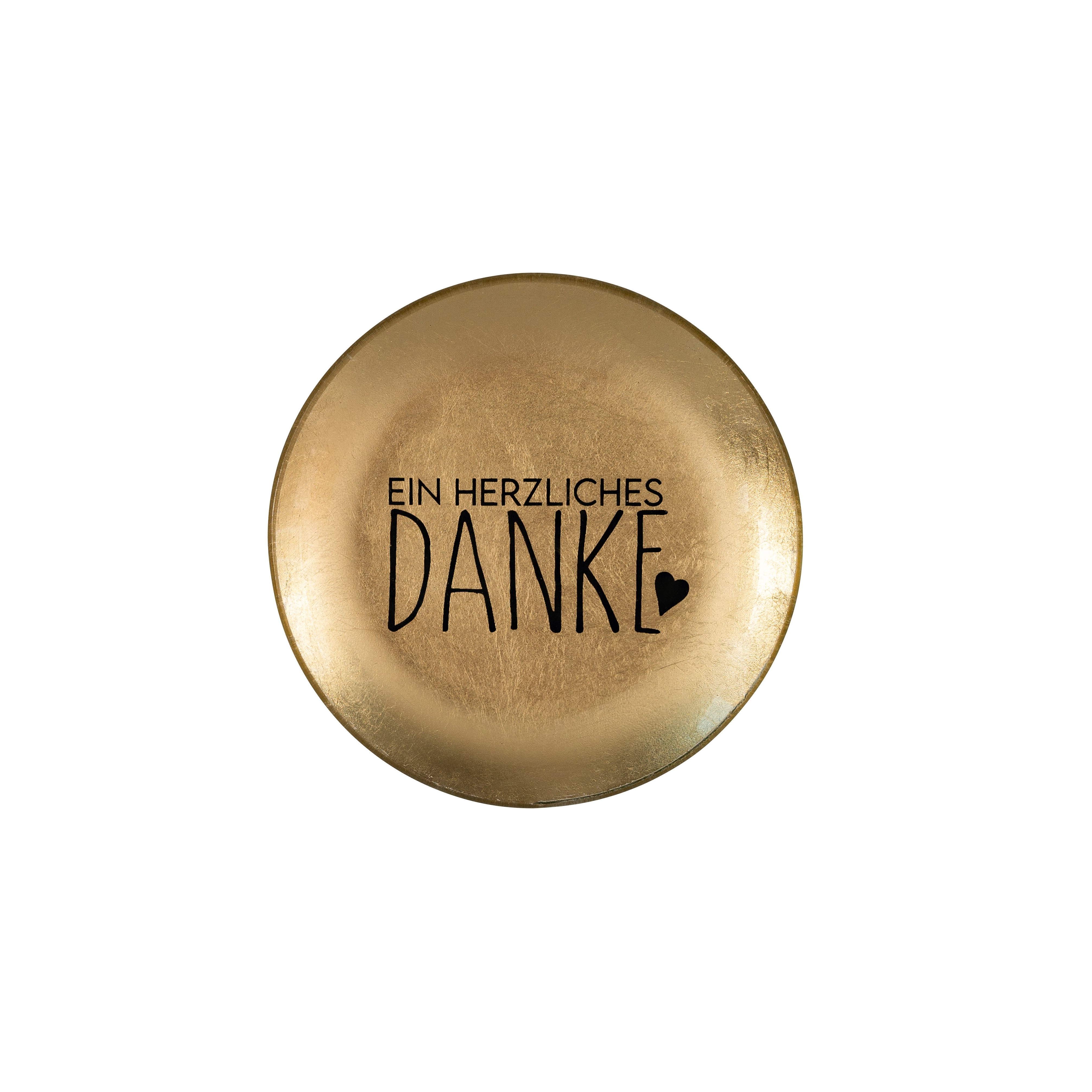 Love Plates, Glasteller S, Ein herzliches Danke, rund, gold