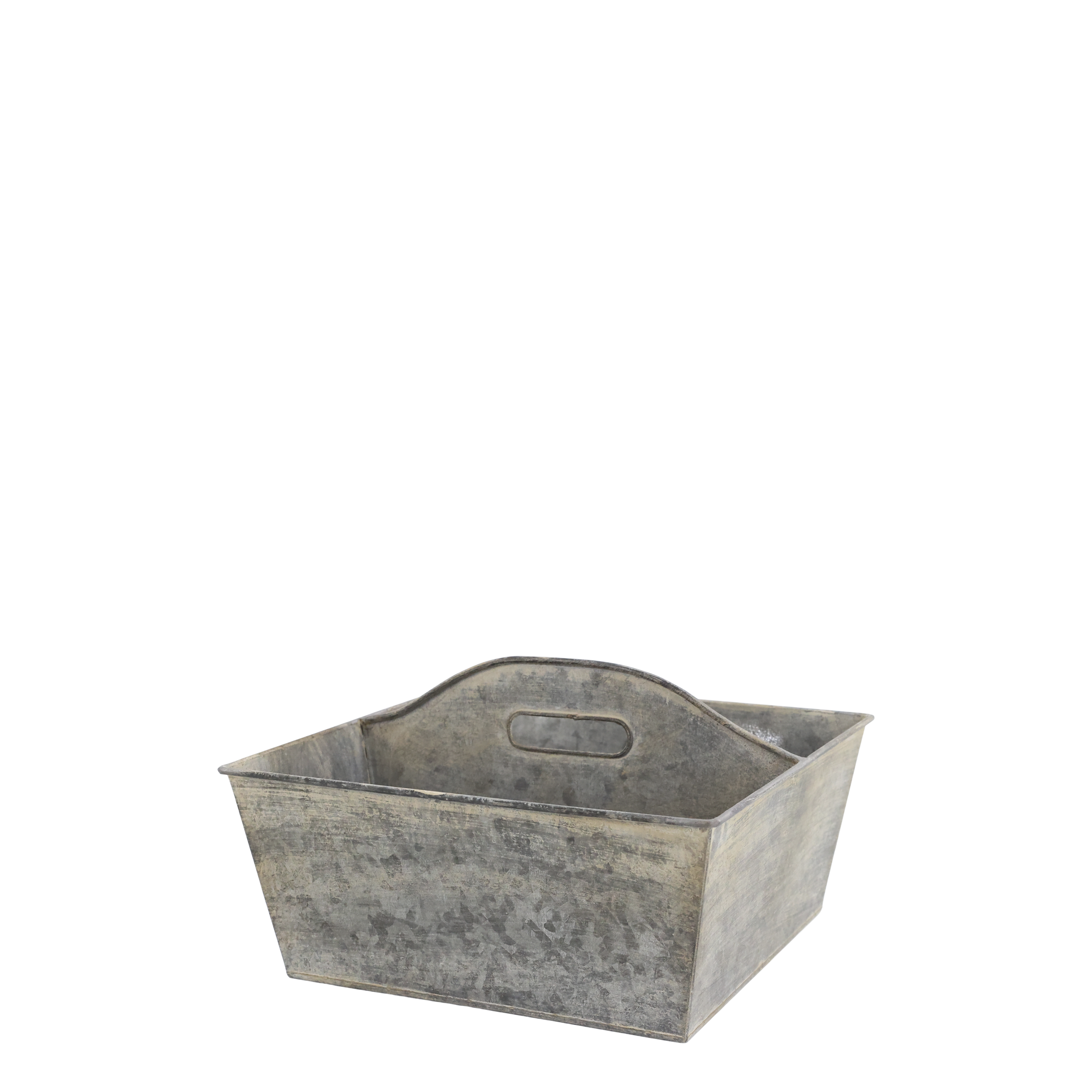 Kasten mit Henkel und 2 Fächern, antique Zink