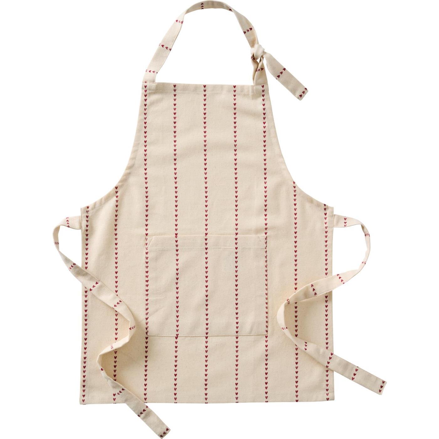 Schürze Valentina mini natur m/roten Herzen in Reihen