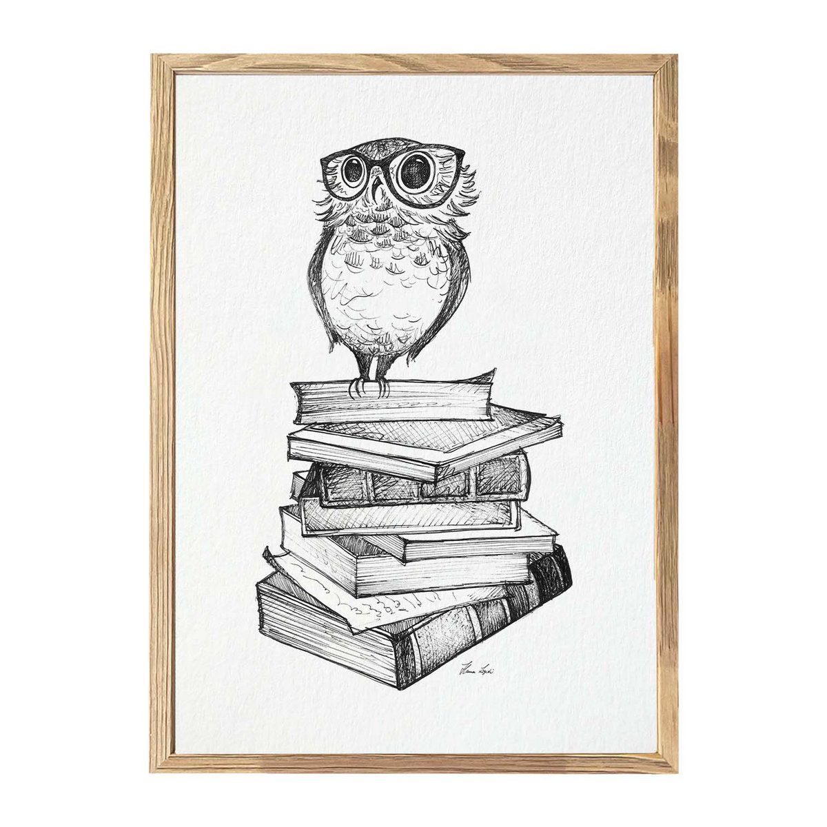 Kunstdruck - Büchereule Size: A4 Kunstdruck - Büchereule Size: A4