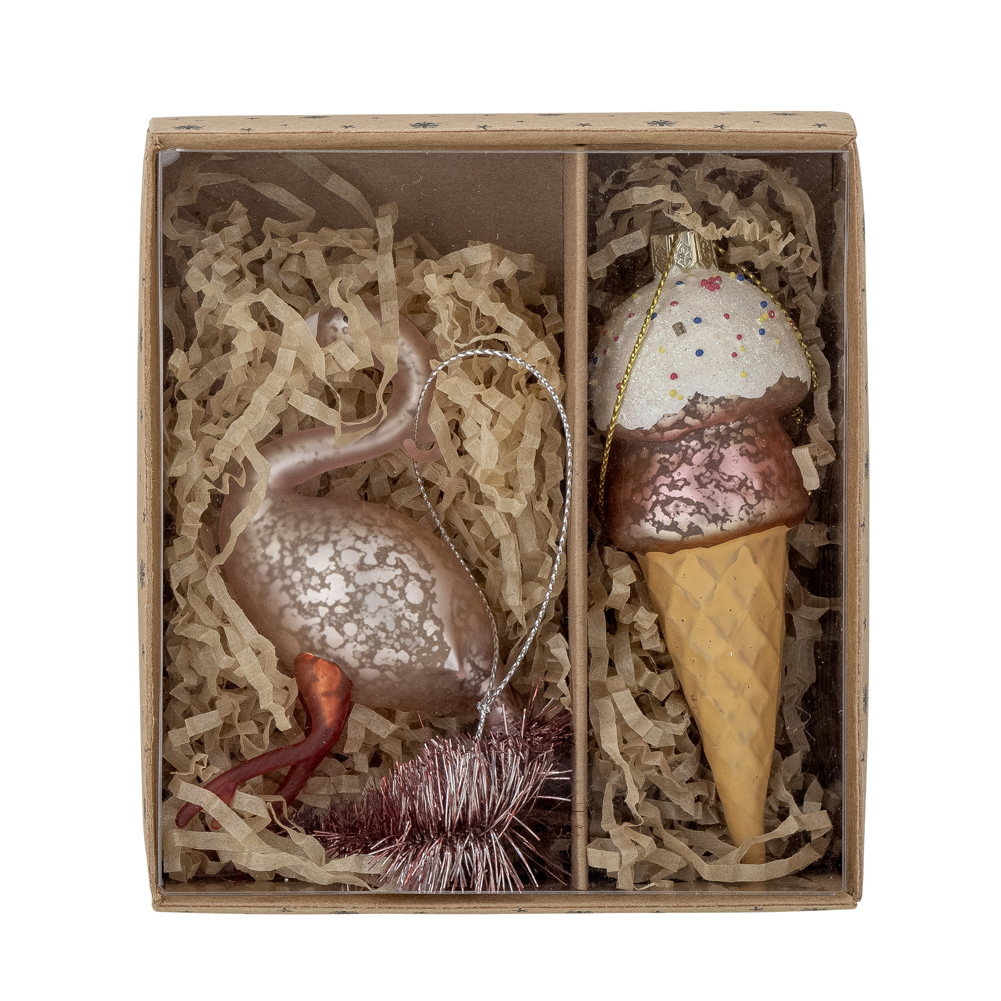 Weihnachtsanhängerset  Rosina, Flamingo und Eistüte Weihnachtsanhängerset  Rosina, Flamingo und Eistüte