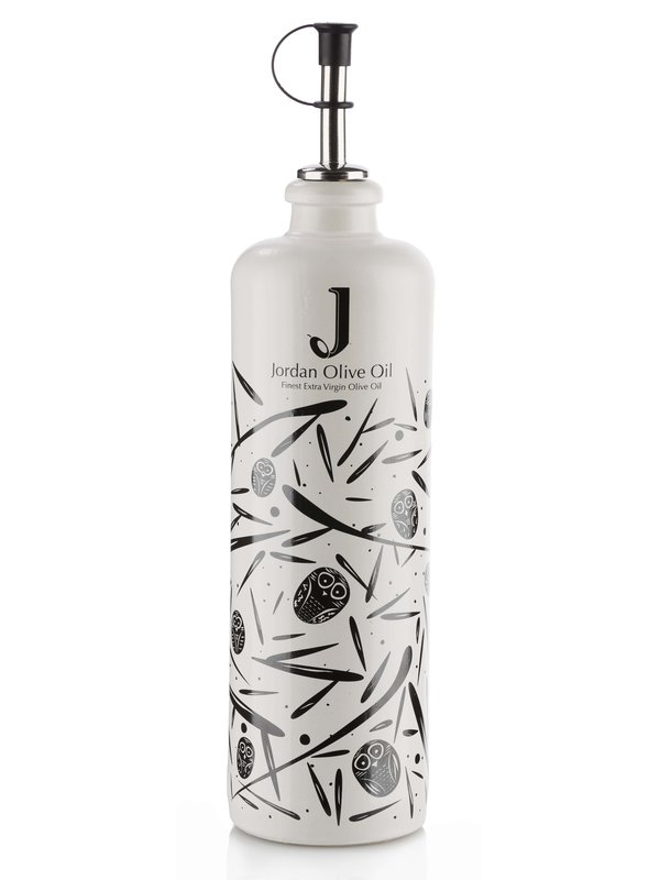 Jordan Ölflasche Keramik, schwarze Symbole