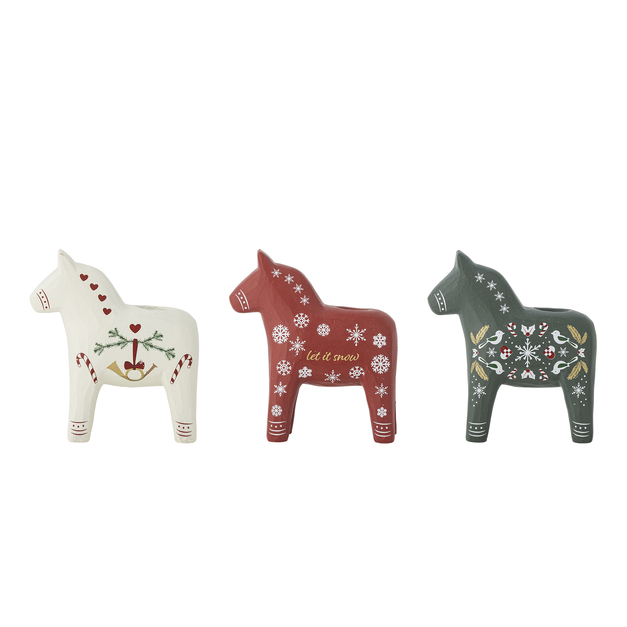 3er Set Kerzenhalter Pferd für dünne Kerzen, rot 3er Set Kerzenhalter Pferd für dünne Kerzen, rot