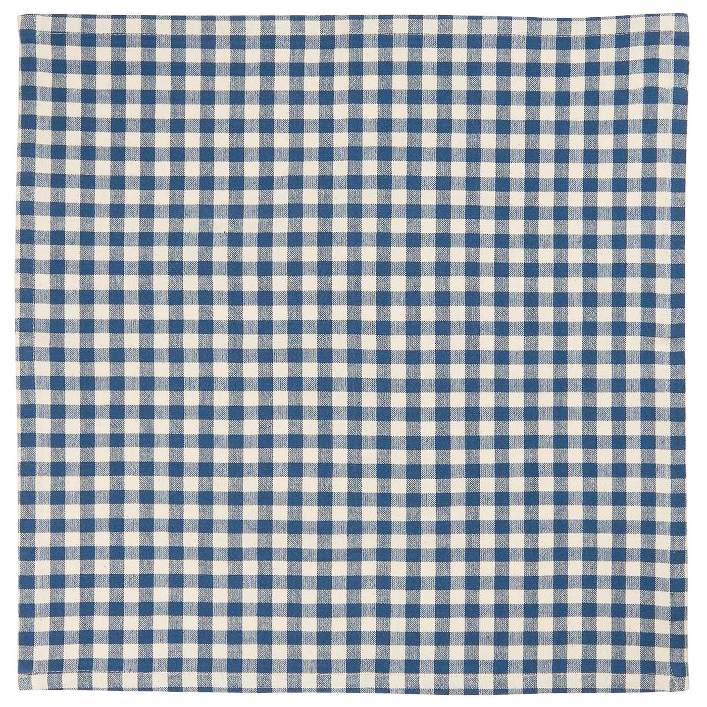Stoffserviette Lucas dunkelblau m/kleinen naturfarbigen Karos Stoffserviette Lucas dunkelblau m/kleinen naturfarbigen Karos
