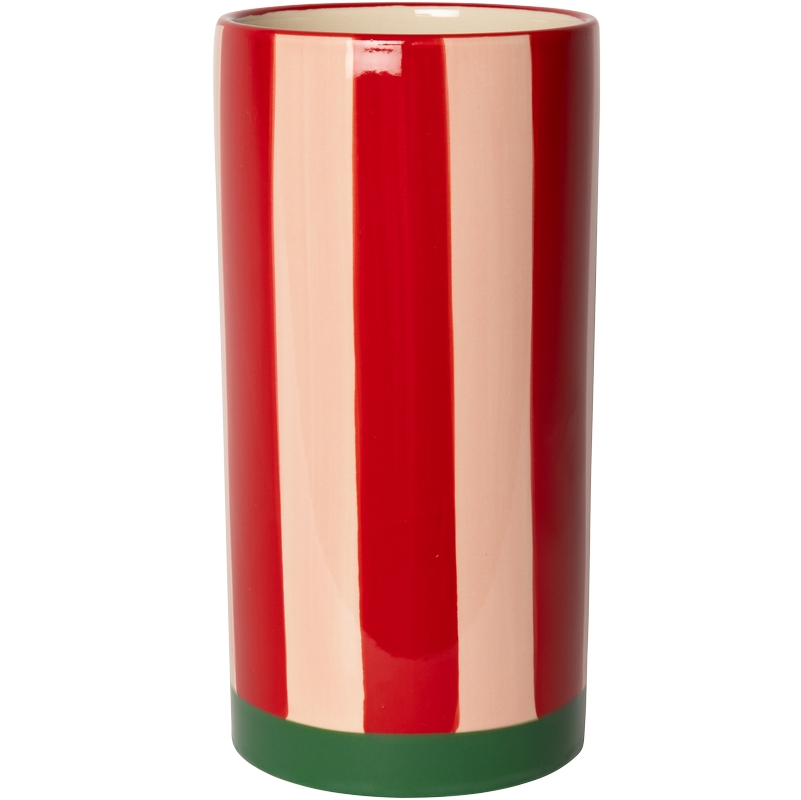 Bunte Vase mit Streifen Rot/Pink/Grün