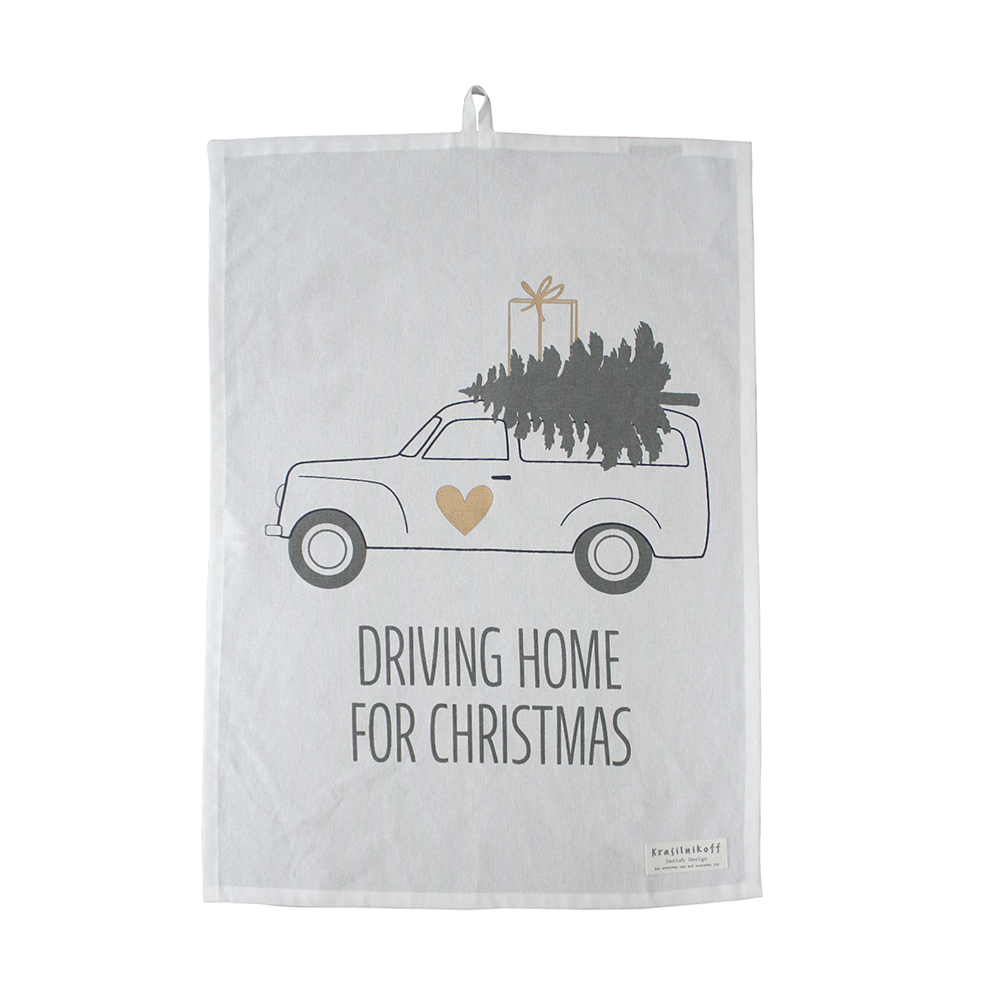 Geschirrtuch Driving home for christmas white  Kombi Geschirrtuch Driving home for christmas white  Kombi