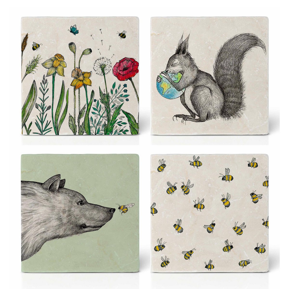 Fliesenuntersetzer – 4er-Set – Natur Pur Fliesenuntersetzer – 4er-Set – Natur Pur