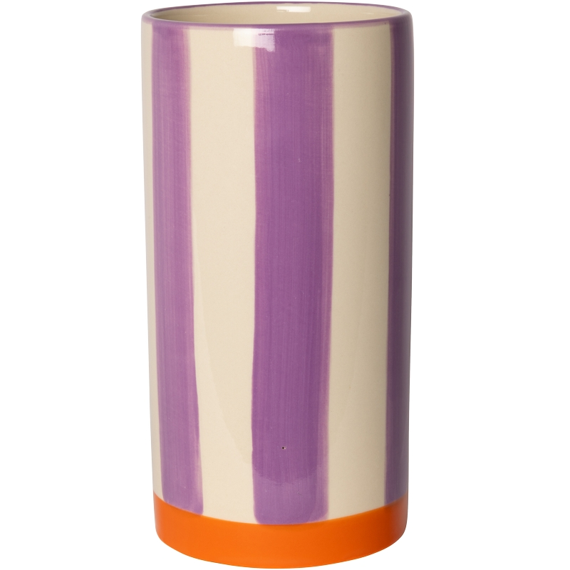 Bunte Vase mit Streifen Violett/Orange