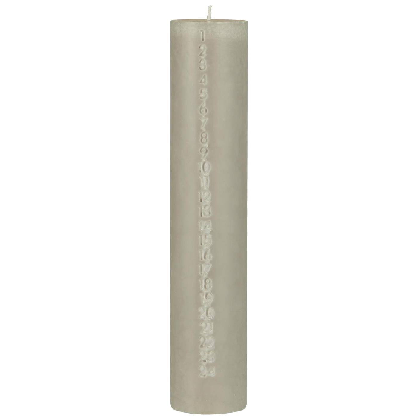 Adventskerze, ashgrey mit geprägten Zahlen 1 - 24 Adventskerze, ashgrey mit geprägten Zahlen 1 - 24