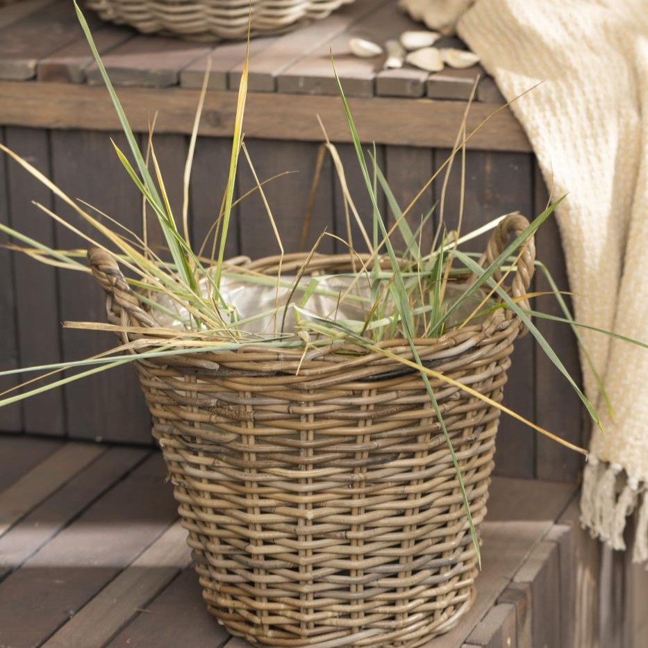 Pflanzkorb Rattan mit Plastik innen, mittel