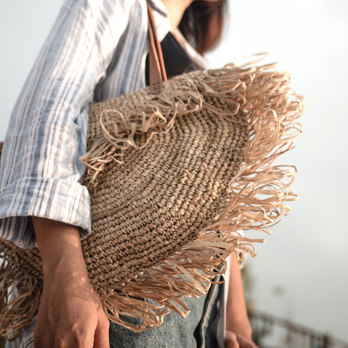 Umhängetasche mit Fransen Strandtasche SUMBAWA