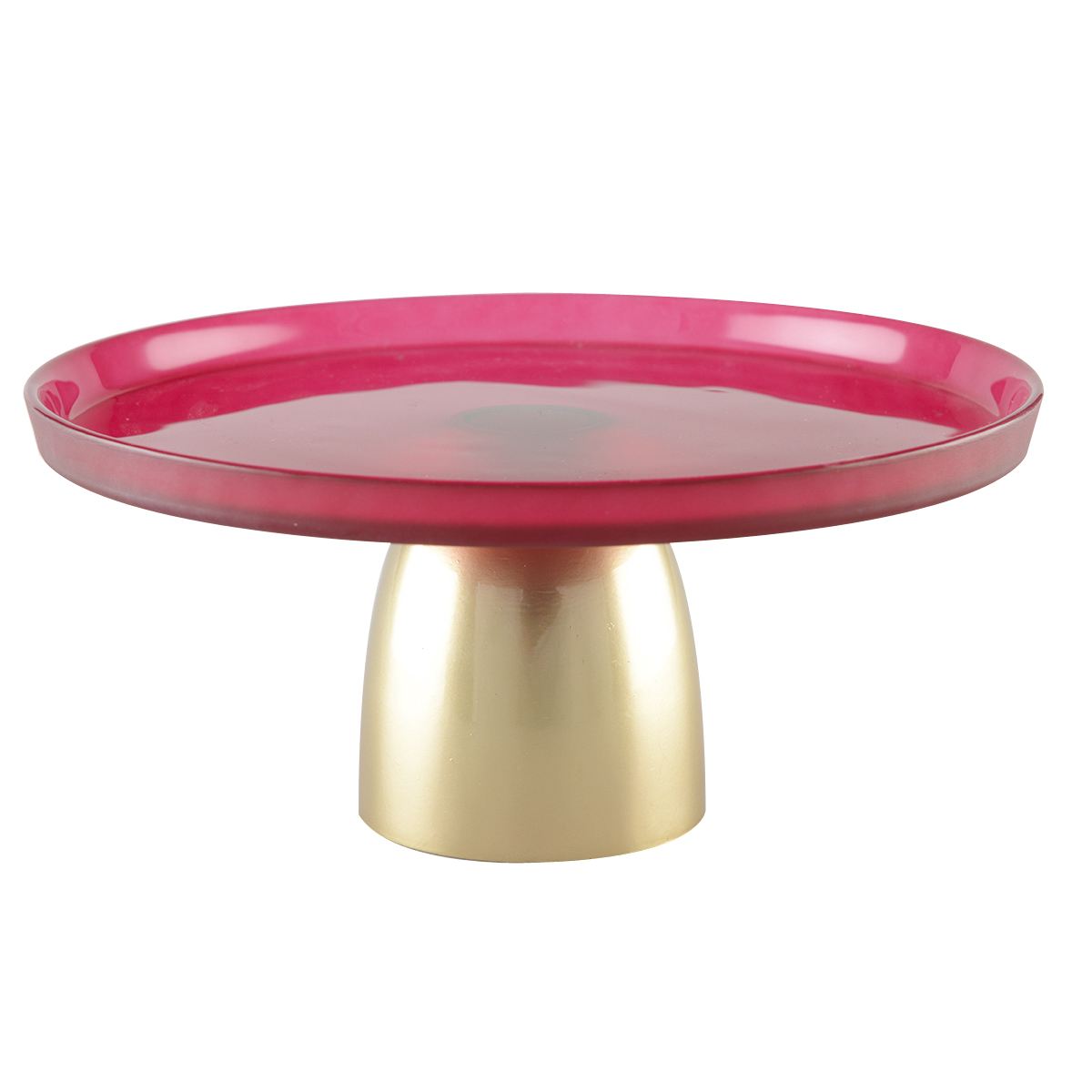 Aulica Tortenständer Glas, Rot mit Goldfuß, 21 cm 