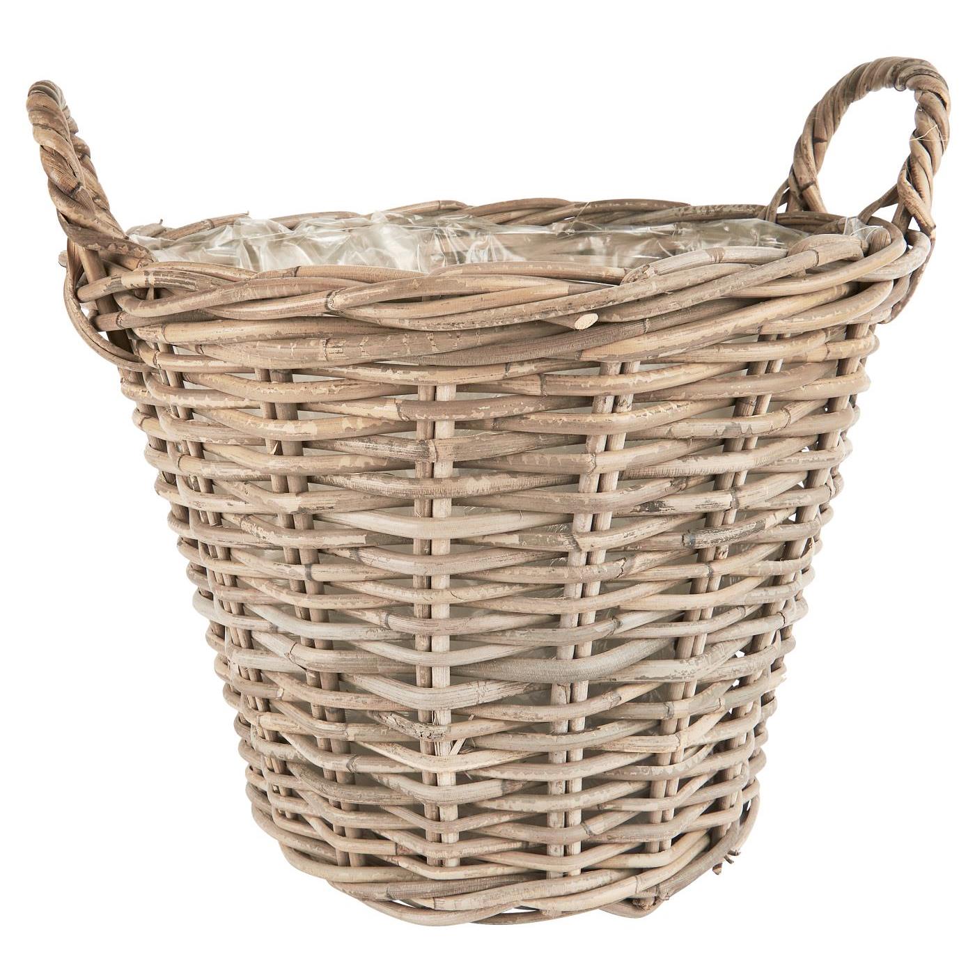 Pflanzkorb Rattan mit Plastik innen, mittel
