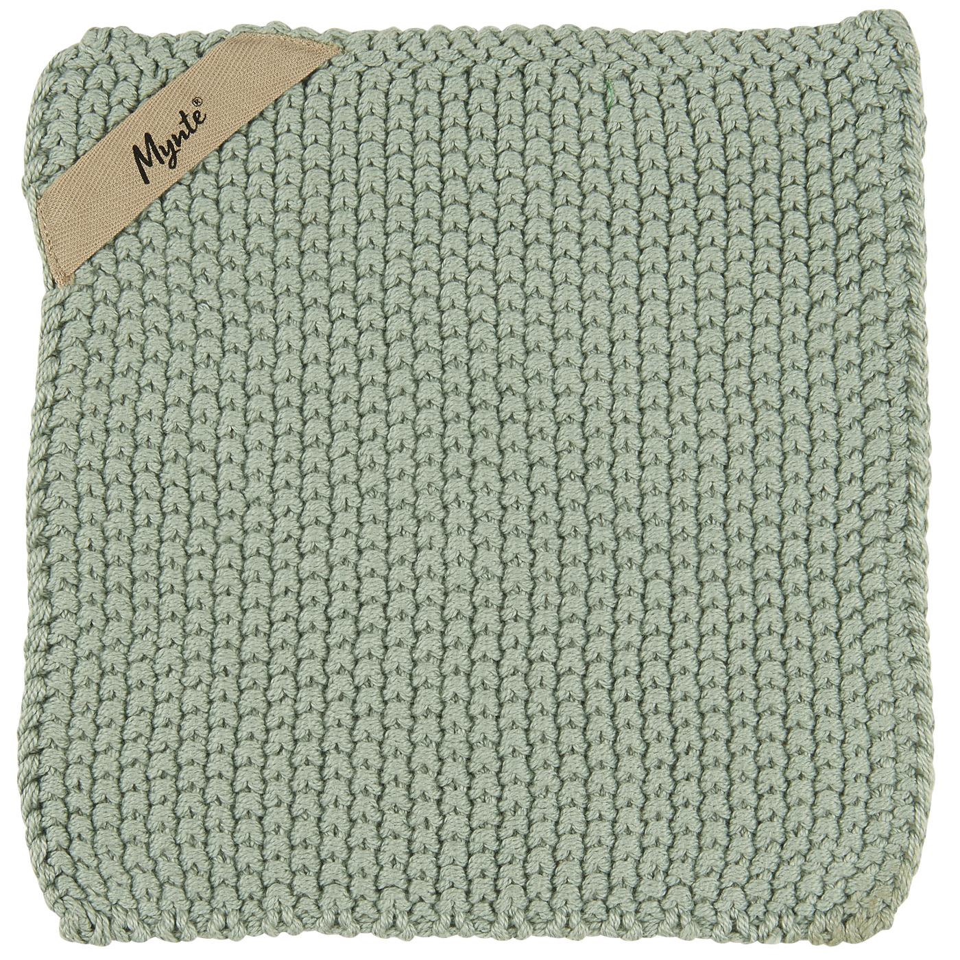 6350-81 Topflappen Mynte gestrickt Staubgrün