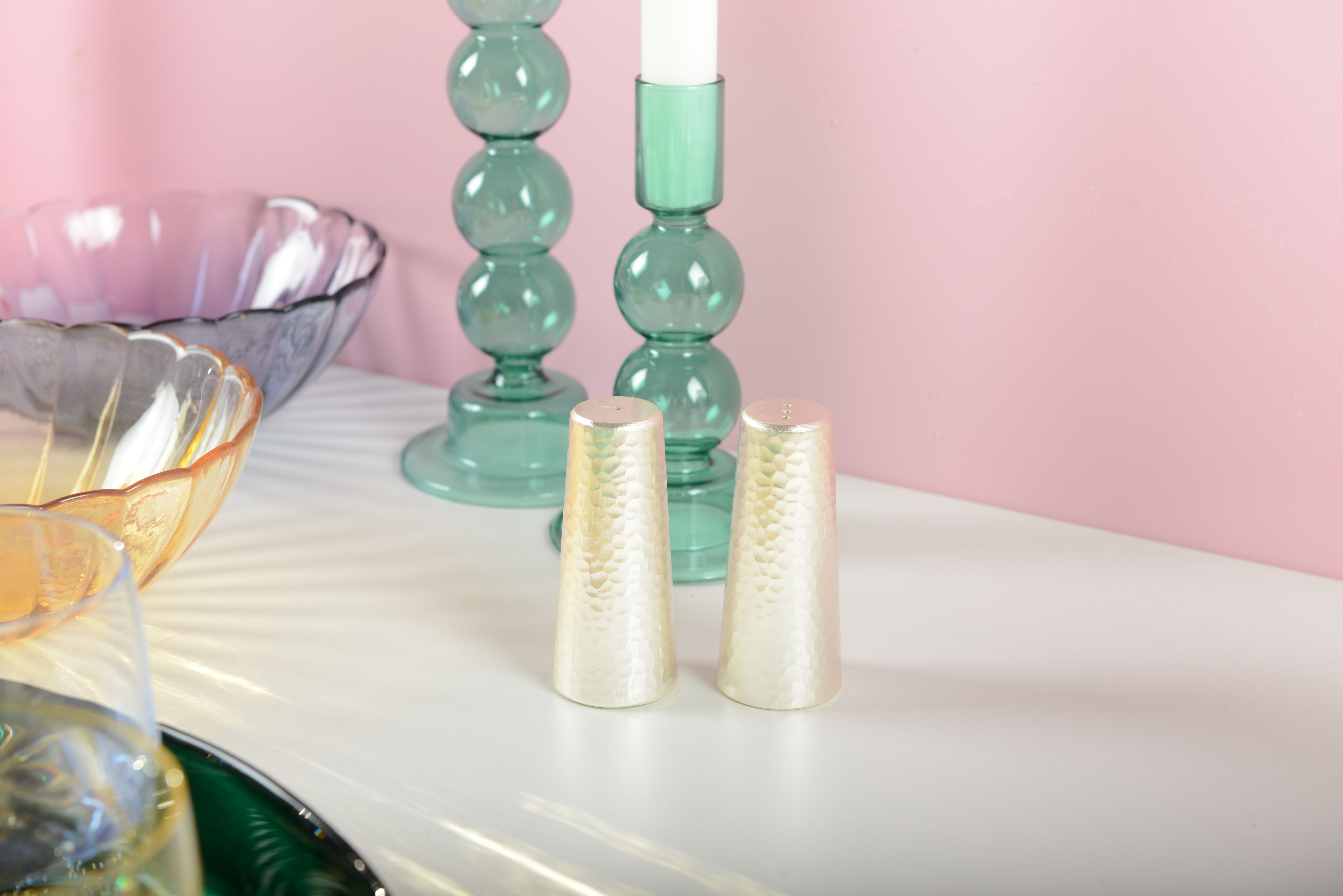 Salz & Pfeffer Set, gehämmert, silber Salz & Pfeffer Set, gehämmert, silber