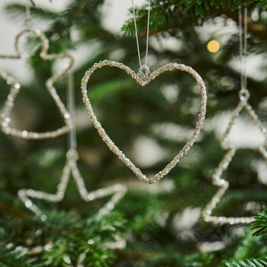 Weihnachtsschmuck zum hängen  Silberglitter, 4 Varianten