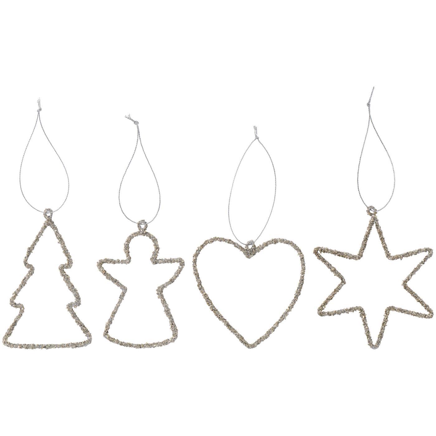 Weihnachtsschmuck zum hängen  Silberglitter, 4 Varianten