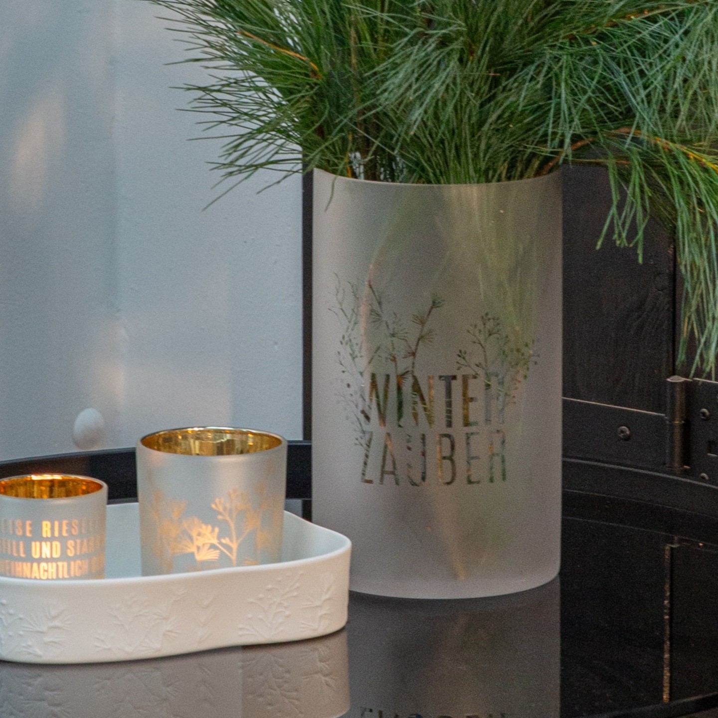 Winterzauber Windlicht, Räder Winterzauber Windlicht, Räder