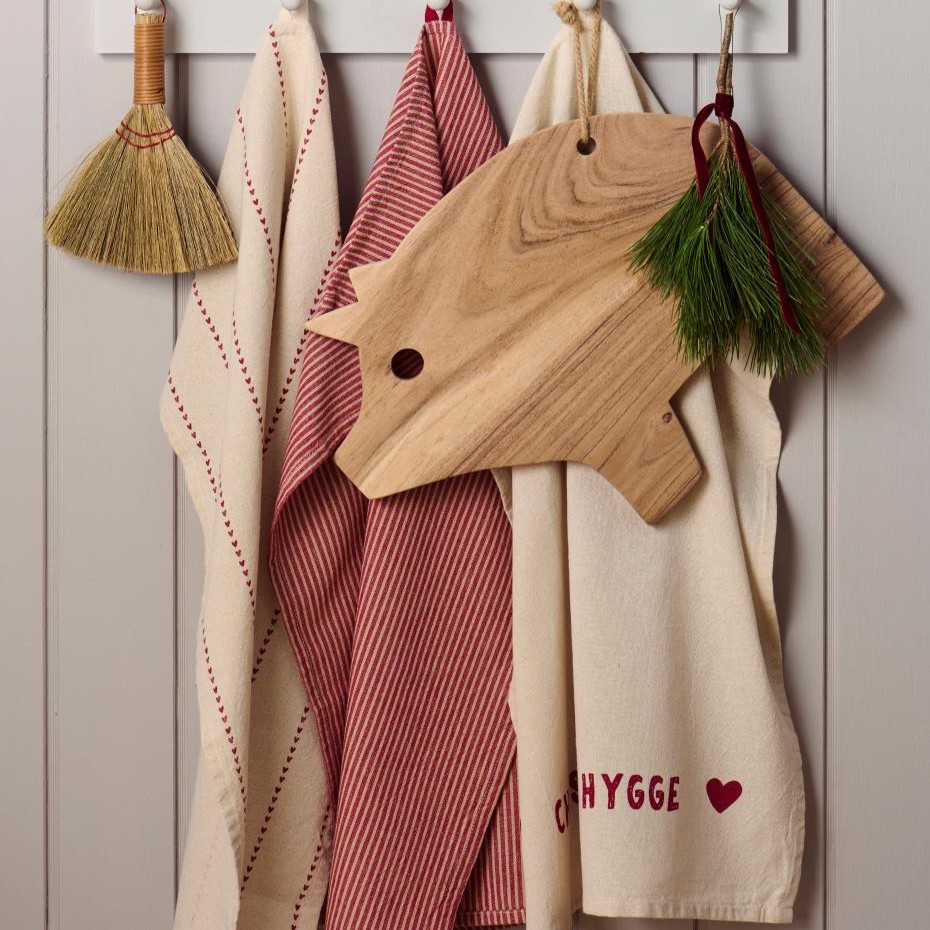 Geschirrtuch Christmas Hygge natur m/rotem Print