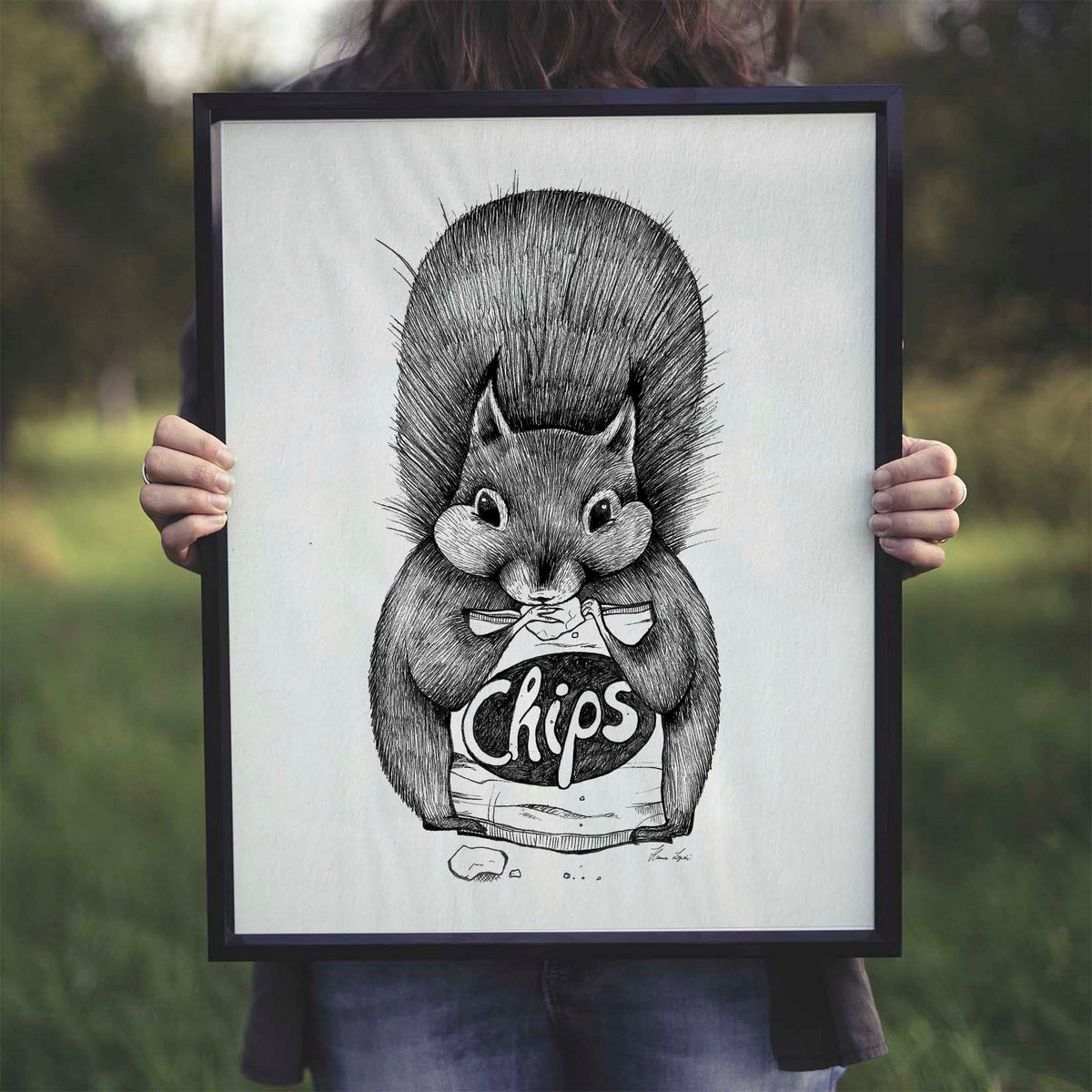 Kunstdruck - Chipseichhörnchen Size: A4