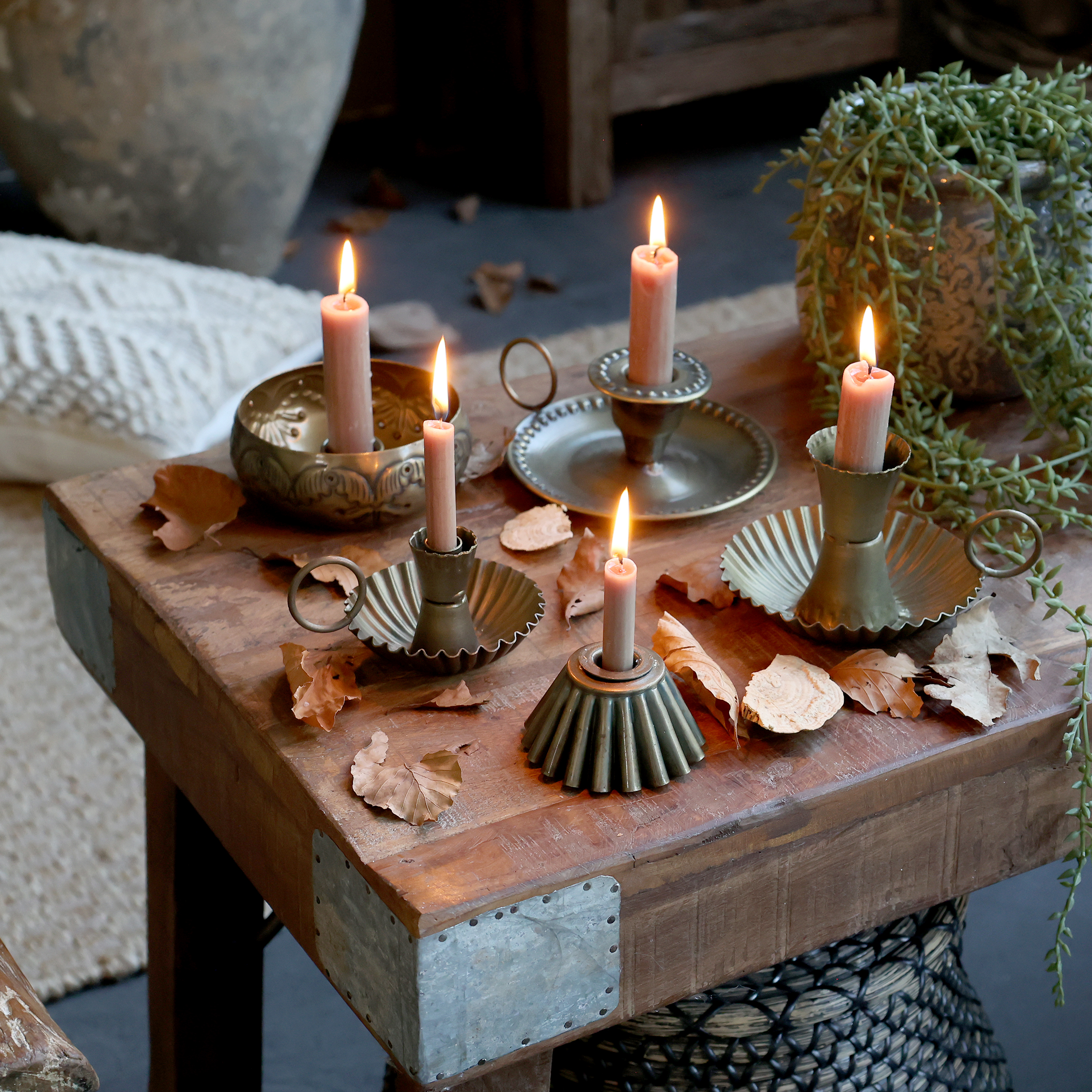 Kerzenständer für dünne Kerzen antique messing