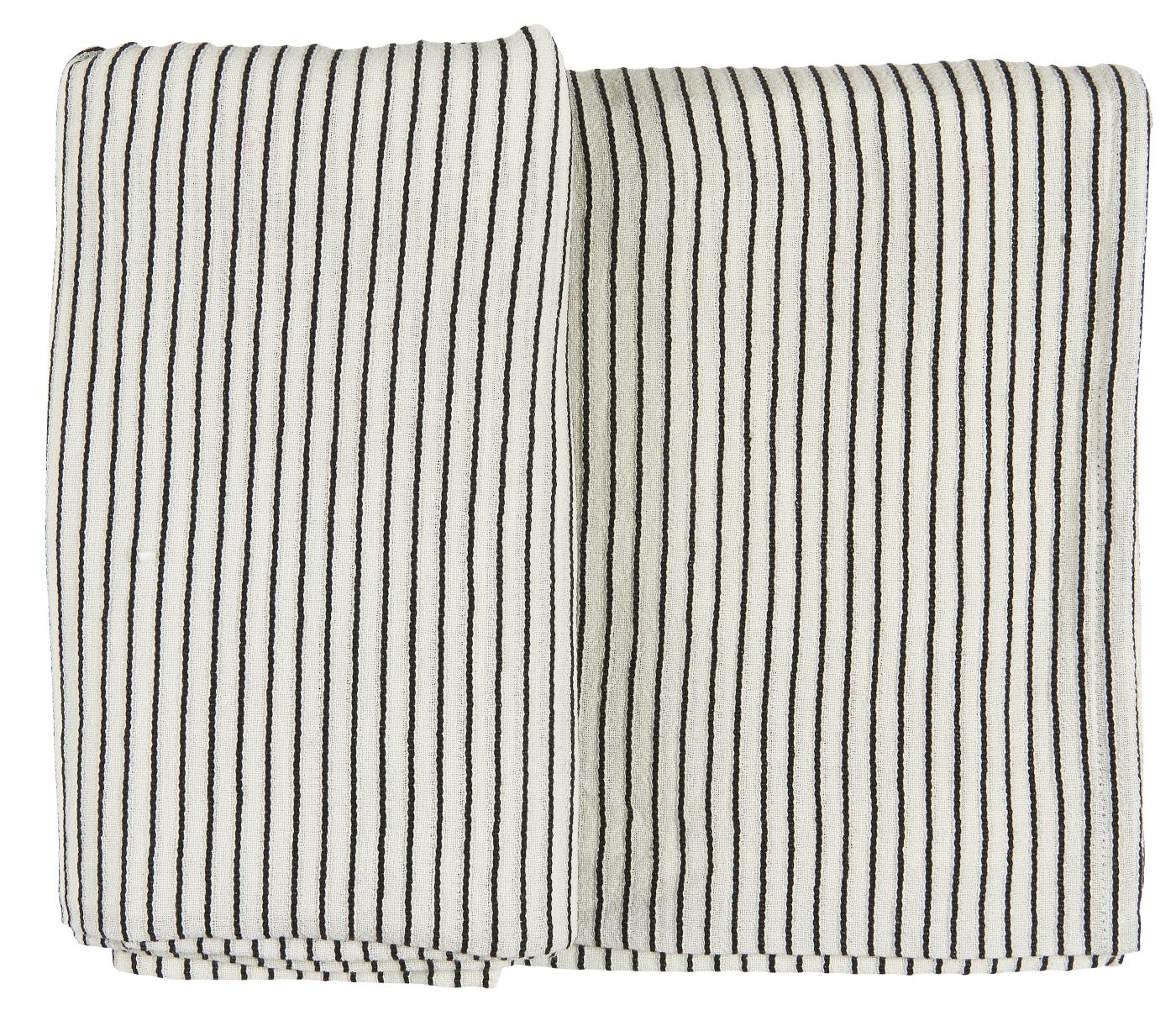 Tischdecke, weiß mit schwarzen Streifen, 150 x 250 cm 