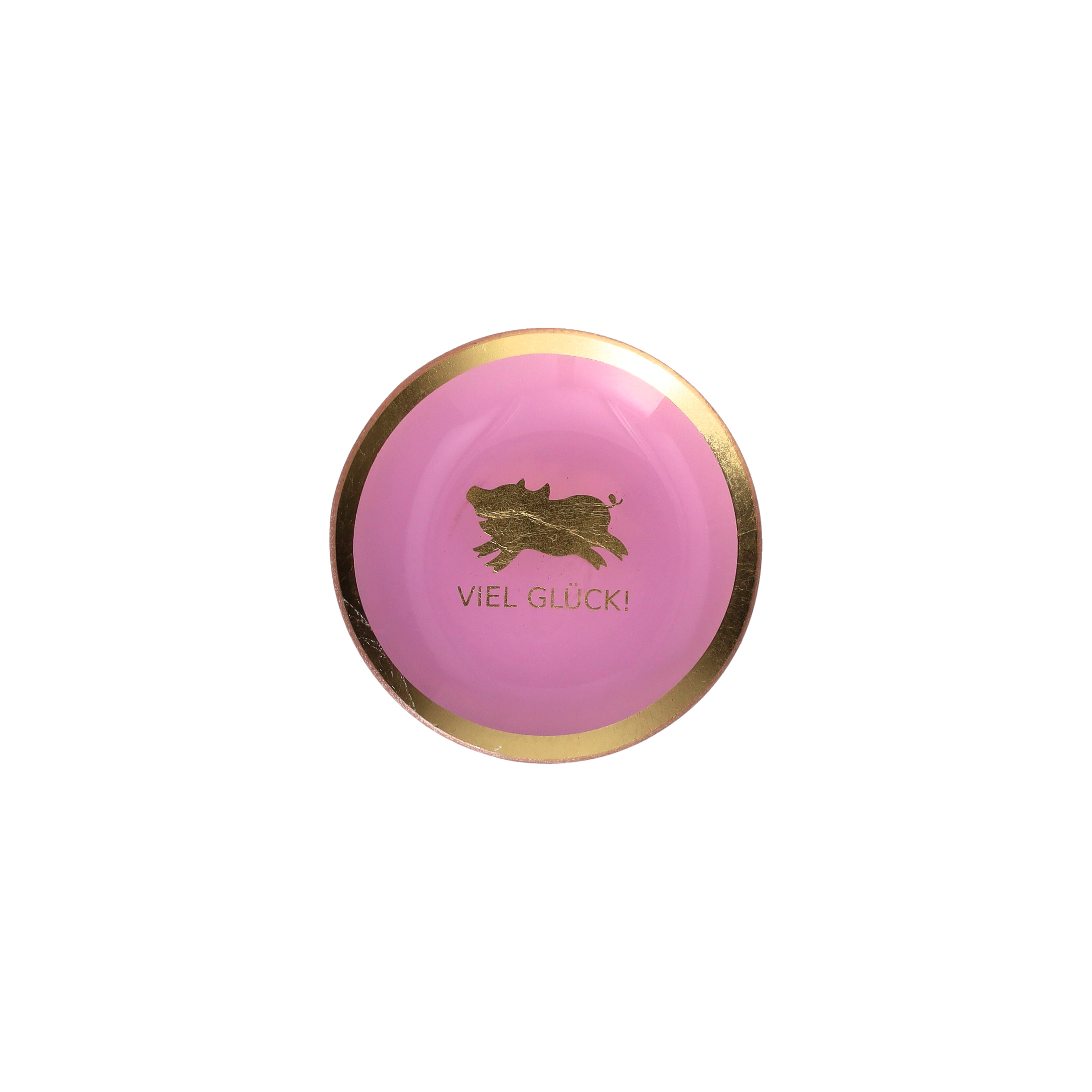 Love Plates, Glasteller S, Glücksschwein rund rosa