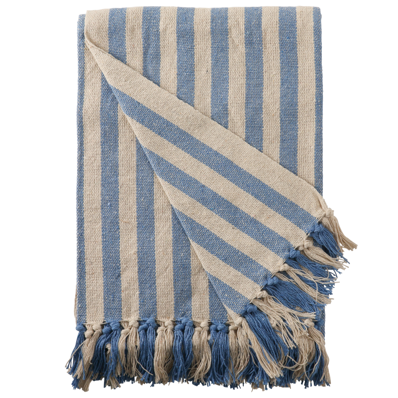 Plaid gestreift Hellblau aus Baumwolle