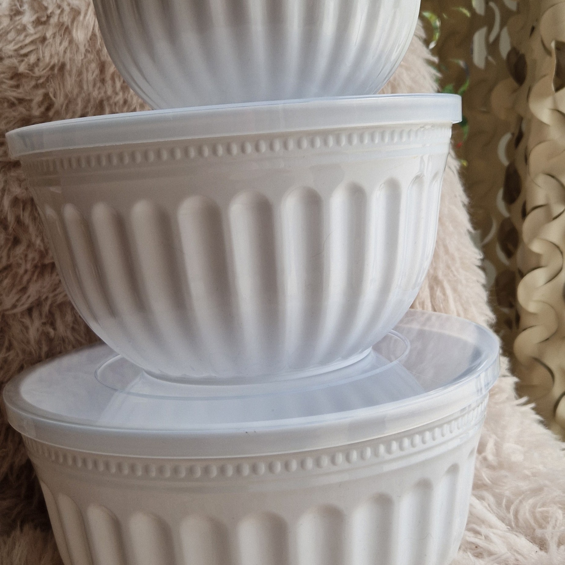 3er Schüsselset mit Deckel Alice white