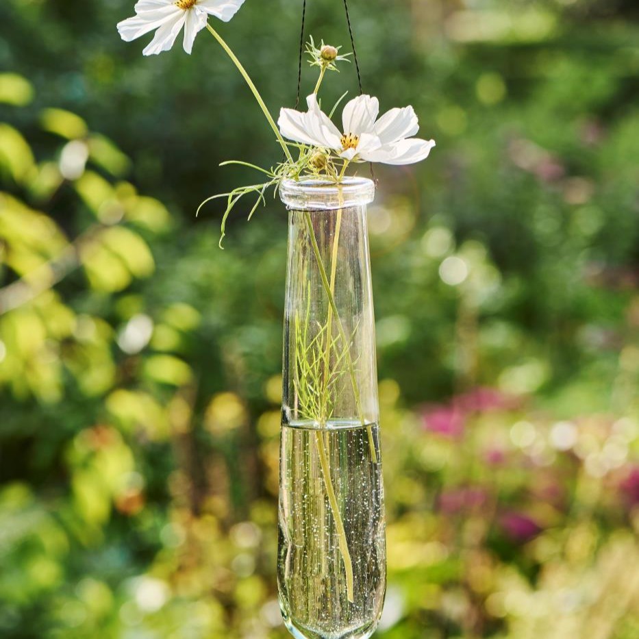 Vase zum Hängen mit Draht mundgeblasen