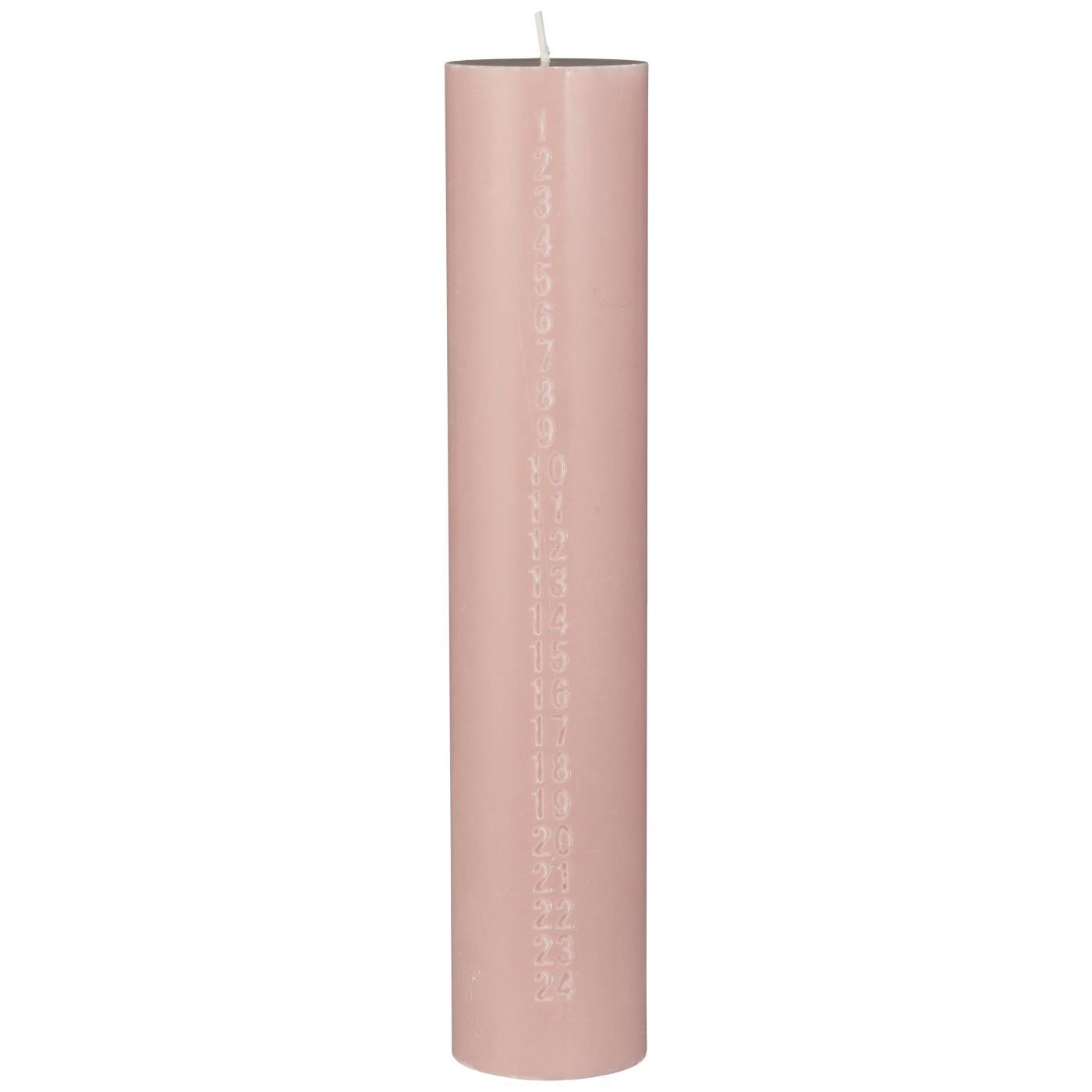 Adventskerze, rosa mit geprägten Zahlen 1 - 24 Adventskerze, rosa mit geprägten Zahlen 1 - 24