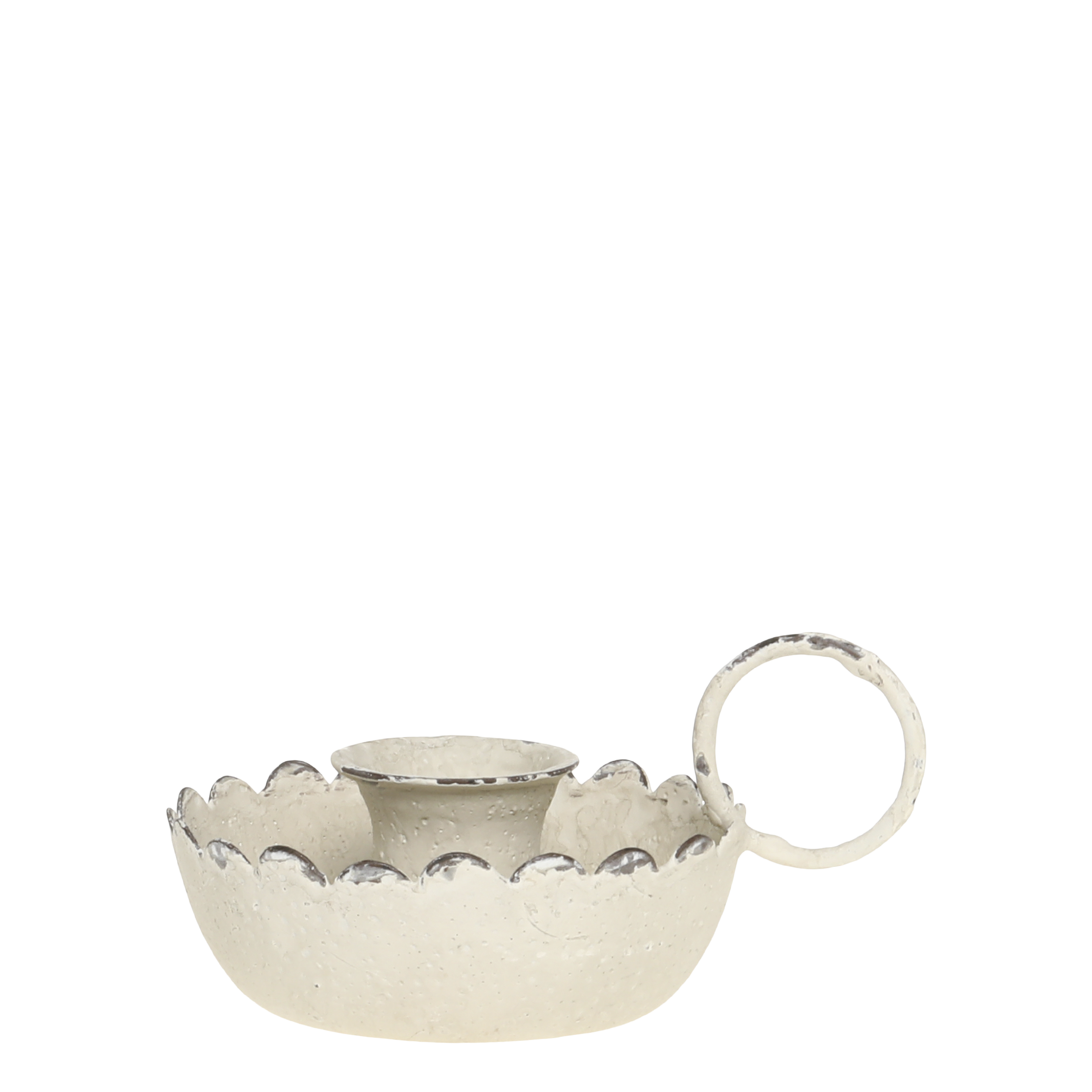 Kammerleuchte antik creme mit gezacktem Rand für Stabkerze