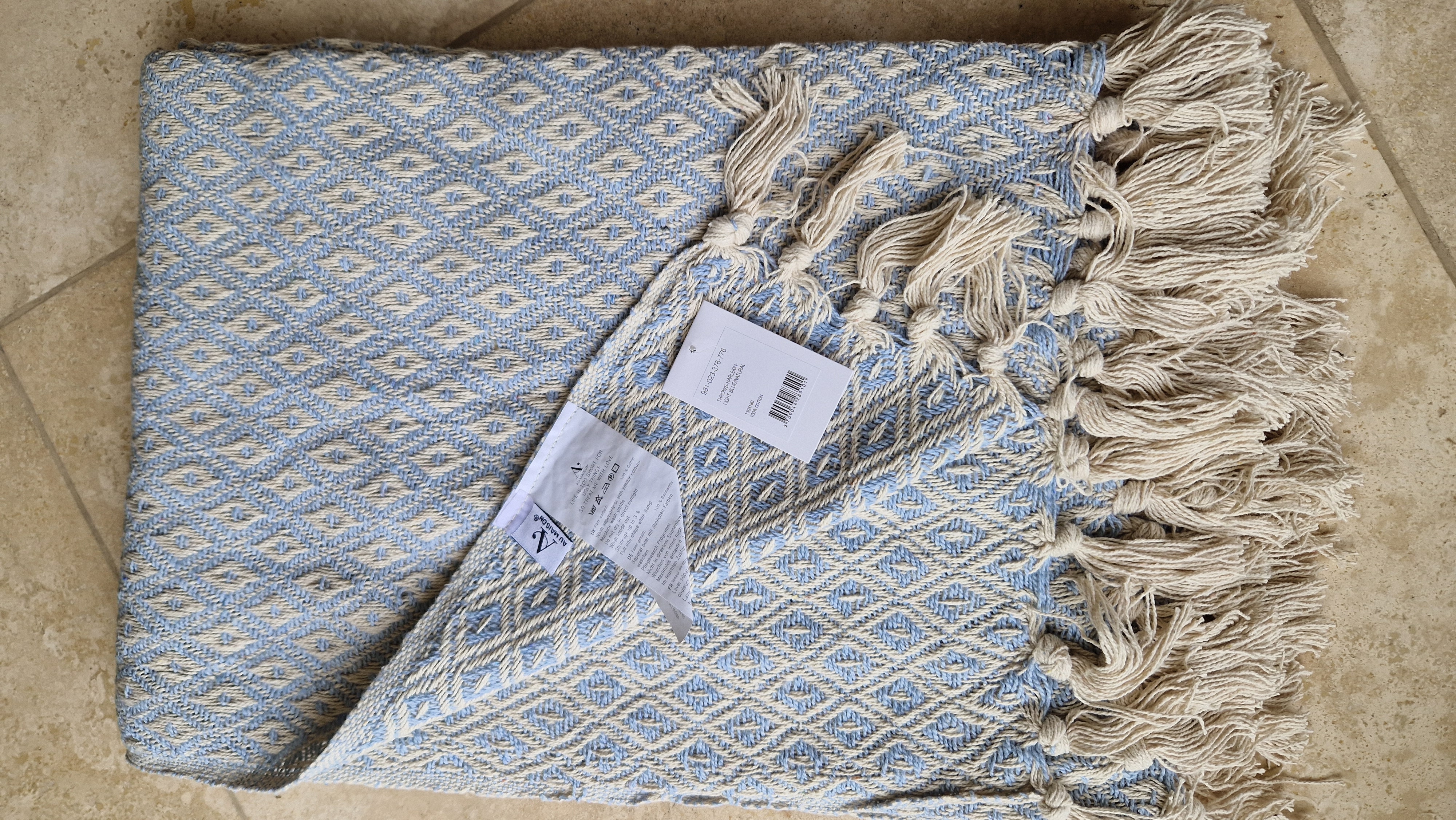 Plaid Harlekin Hellblau aus Baumwolle 