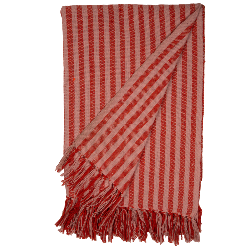 Plaid gestreift Rose/Rot aus Baumwolle